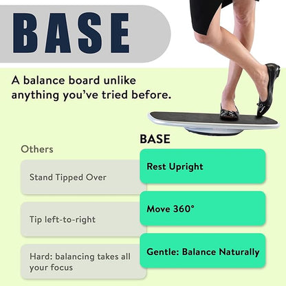 BASE Standing Desk Balance Board – Office Wobble Board with Anti-Fatigue Mat gentle balance board standing desk mat balancing board rocker board accessories exercise equipment Improve Posture & Focus