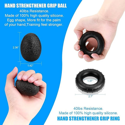 Hand Grip Exerciser Strengthener (5 Piece Set) for Kid Adult, Adjustable Grip Strength Trainer, Hand Squeezer Grip Stress 3D Balls, Finger Strength Trainer for Workout, Stress Relief