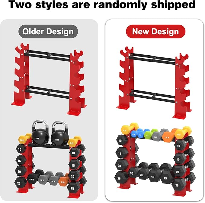 Dumbbell Rack Stand Only, Weight Rack for Dumbbells Strength Training Dumbbell Racks Red and Black 5 Tier 450LBS Capacity Weight Rack for Home Gym Weight Storage Organizer Racks, Suitable for 8-30 LBS