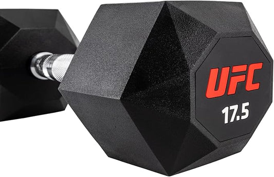 UFC Octagon Dumbbells, Rubber Coated Steel Single Dumbbell sizes 12.5 to 25kg Weights Home Gym