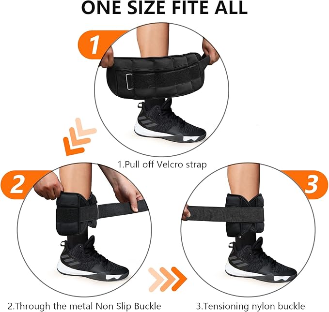 FEIERDUN Adjustable Ankle Weights for Women and Men, One Pair of 2,4,6,8,10 LBS Modular Leg Weights with Yoga, Walking, Running, Gym