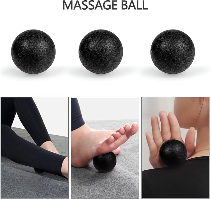 5 in 1 Foam Roller Set for Deep Tissue Muscle Massage, Trigger Point Fitness Exercise Foam Roller, Massage Roller, Massage Ball, Stretching Strap, for Whole Body (Black)