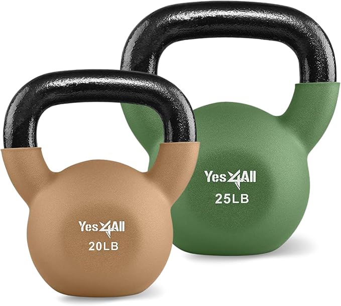 Yes4All Neoprene Coated/Adjustable Kettlebell & Kettlebell Sets - Hand Weights for Home Gym & Dumbbell Weight Set training