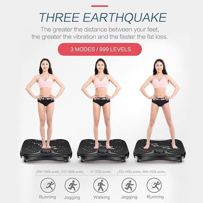 Vibration Plate Exercise Machine Whole Body Workout Vibration Fitness Platform for Home Fitness & Weight Loss + Remote + Loop Resistance Bands, 999 Levels