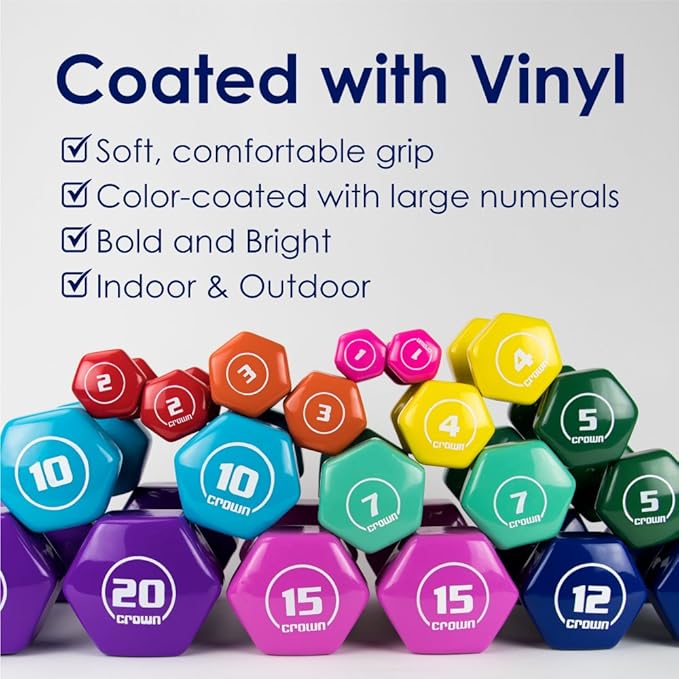 Brightbells Vinyl Hex Hand Weights, Spectrum Series I: Tropical - Colorful Coated Set of Non-slip Dumbbell Free Weight Pairs - Home & Gym Equipment