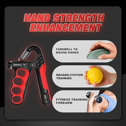 Grip Strength Trainer, Adjustable Resistance 11-220 Ibs Forearm Exerciser, the Five Fingers Grip Strength Trainer with Digital Counter,Hand Grips Strengthener.