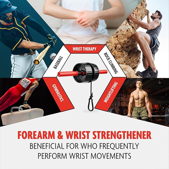 DMoose Fitness Forearm Strengthener & Wrist Roller - 2 in 1 Arm Exerciser with Non-Slip Premium Grip, Durable Nylon Rope - Helps with Elbow Tendonitis, Wrist Recovery & Strength Training (Patented)