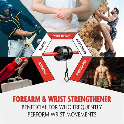 DMoose Fitness Forearm Strengthener & Wrist Roller - 2 in 1 Arm Exerciser with Non-Slip Premium Grip, Durable Nylon Rope - Helps with Elbow Tendonitis, Wrist Recovery & Strength Training (Patented)