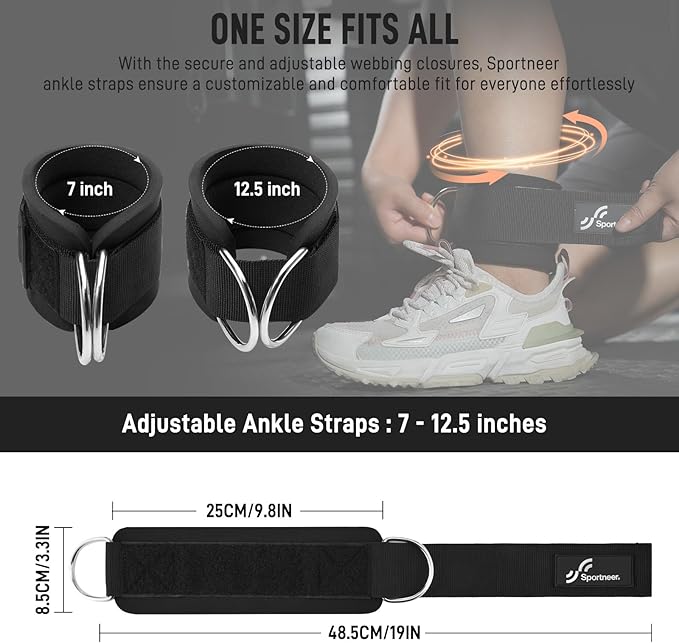 Sportneer Ankle Strap for Cable Machine: Adjustable Ankle