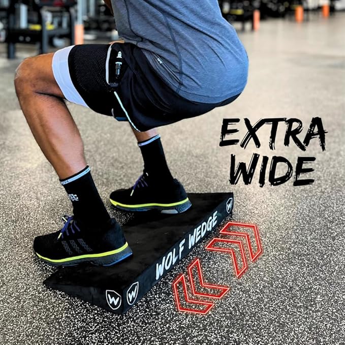 Squat Wedge - Slant Board Heel Lift for Strength and Knees Over Toes - Calf Stretcher Incline Board- Wide Durable Heel Elevated Squat Wedge Block for Weightlifting and Mobility