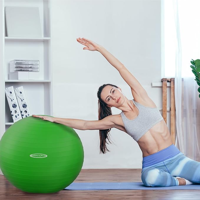 Anti-Burst and Slip Resistant Exercise Ball Yoga Ball Fitness Ball Birthing Ball with Quick Pump, 2,000-Pound Capacity, Multiple Colors and Sizes