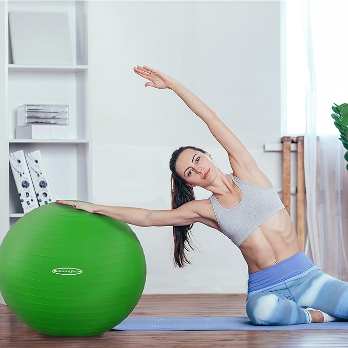 Anti-Burst and Slip Resistant Exercise Ball Yoga Ball Fitness Ball Birthing Ball with Quick Pump, 2,000-Pound Capacity, Multiple Colors and Sizes