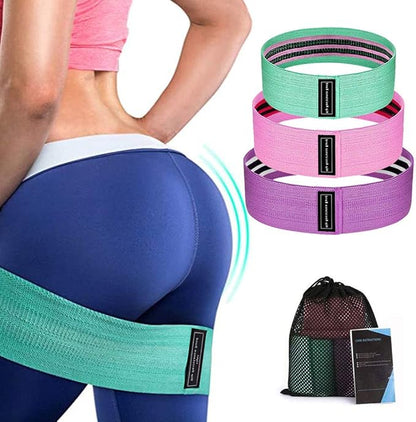 Booty Bands for Working Out Resistance Bands for Legs and Butt Fabric Resistance Exercise Bands Anti-Slip Set 3 Levels Elastic Workout Women Sports Fitness Band for Squat Glute Hip Training