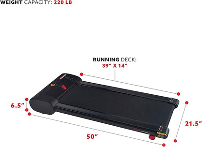 Sunny Health & Fitness Slim Under Desk Walking Compact Treadpad Treadmill with Remote Control, LCD Display, Optional SunnyFit App Enhanced Bluetooth Connectivity