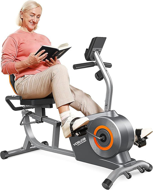 YOSUDA Recumbent Exercise Bike for Adults Seniors with Quick Adjust Seat, 350LB Capacity & 16-level Resistance