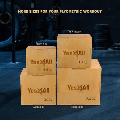 Yes4All 3-in-1 Wooden Plyo Box - Plyometric Jump Box for Home Gym and Outdoor Workouts, 450 lbs Box Jump