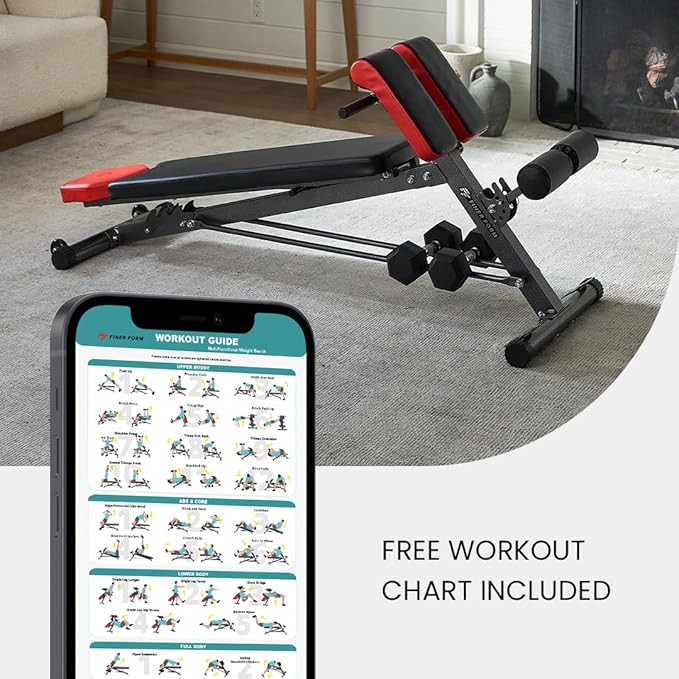 Finer Form Multi-Functional Gym Bench for Full All-in-One Body Workout – Versatile Fitness Equipment for Hyper Back Extension, Roman Chair, Adjustable Situp, Decline, Flat Bench