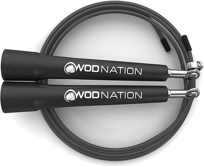 WOD Nation Adjustable Speed Jump Rope For Men, Women & Children - Blazing Fast Fitness Skipping Rope Perfect for Boxing, MMA, Endurance