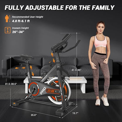 DMASUN Magnetic Resistance Exercise Bike, Indoor Cycling Bike Stationary, Cycle Bike with Comfortable Seat Cushion, Digital Display with Pulse