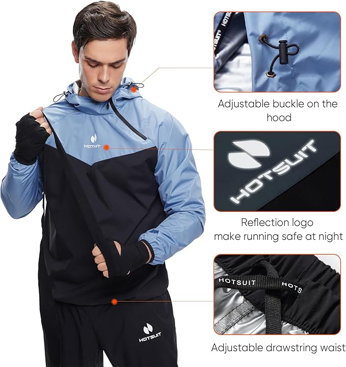 HOTSUIT Sauna Suit for Men Sweat Sauna Jacket Pant Gym Workout Sweat Suits