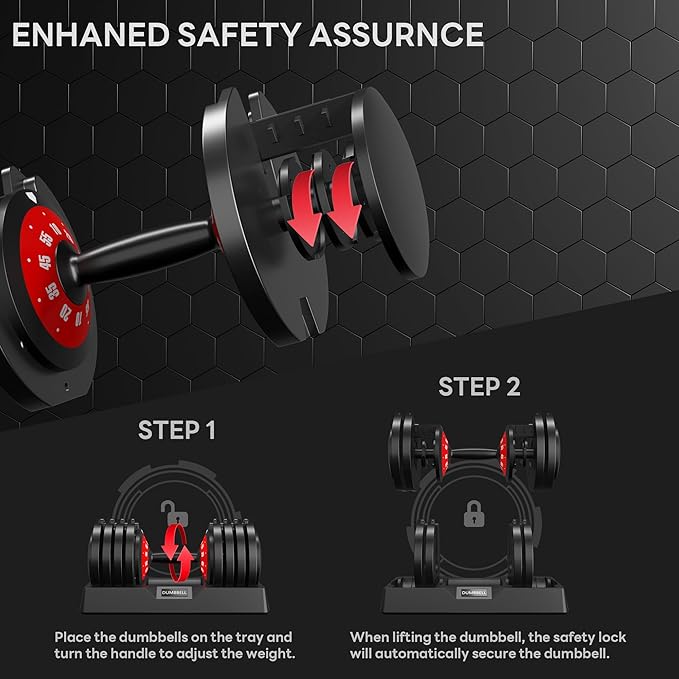 SogesPower 25LB/55LB 5 in 1 Adjustable Dumbbells Set 5LB to 25LB, Or 10LB to 55LB Adjustable