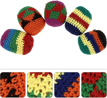 Outdoor Bean Bags 5 Pieces Funny Hacky Ball Sacks Assoerted Colors Woven Kickball Soft Knitted Kick Balls for Beginners Outdoor Playset