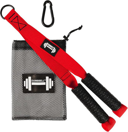 DUMBBELL Triceps Rope Cable Attachment Triceps Pull Down Rope for Gym & Home Durable Sturdy & Safe Triceps Rope for Working Out Ergonomic Non Slip Rubber Grip Triceps Rope with Handles (Red 19in)