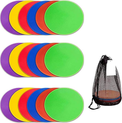 9" Poly Vinyl Spot Markers, Non Slip Rubber Agility Markers Flat Field Cones Floor Dots,for Exercise Drills, Sports, Games, Speed Agility Training-18PCS