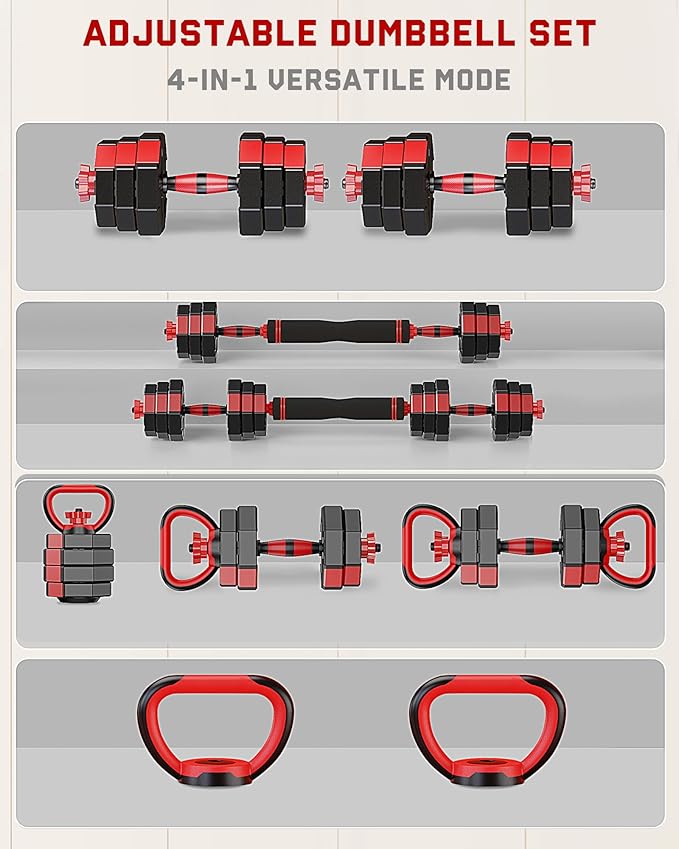 4-in-1 Adjustable Dumbbell Set – Octagonal Anti-Roll Design