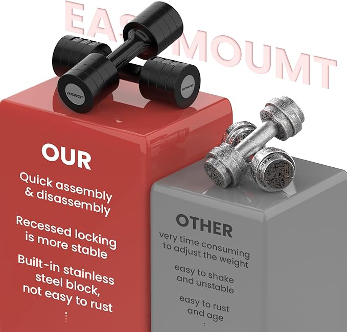 EAST MOUNT Adjustable Dumbbells Set Pair 2 4 6 8 8 10 10 Lbs 2-5 Lbs 6 in 1 Free