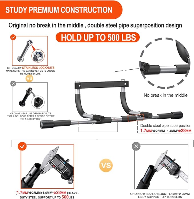 Ally Peaks Pull Up Bar for Doorway,Multiple Levels Width Adjustable Pull Up Bar Accurately Match Wide and Narrow doorframe,Indoor Chin-Up Bar Workout Bar,USA Original Patent