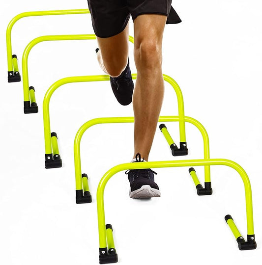 Body Sport Adjustable Athletic Speed Training Hurdles, Jumping & Speed Training Fitness Equipment, Hurdles for Track & Field, Basketball, Soccer & More, Set of 5