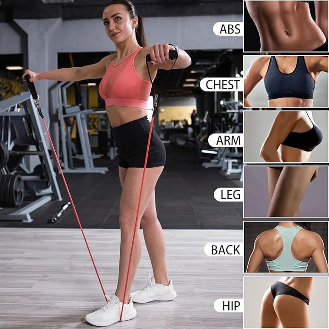 Resistance Bands, Resistance Band Set, Strength Training Fitness Bands, Exercise Bands for Men and Women, Resistance Bands with Handles, Door Anchor, for Shape Body and Home Workouts