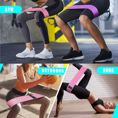 Booty Bands for Working Out Resistance Bands for Legs and Butt Fabric Resistance Exercise Bands Anti-Slip Set 3 Levels Elastic Workout Women Sports Fitness Band for Squat Glute Hip Training