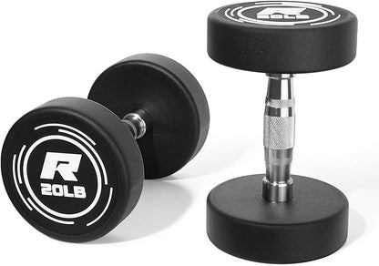 Ritfit 5-250 LBS PVC Encased Round Dumbbell sets with Knurled Handle and Optional Rack, Strength Training Equipment for Home Gym