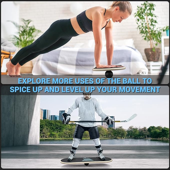 Sportneer Balance Board - 7 Modes Wobble Board with Adjustable Stoppers - Exercise Balancing Stability Trainer for Improve Balance, Surf Trainer & Physical Therapy - Roller and 2.8'' Ball Included