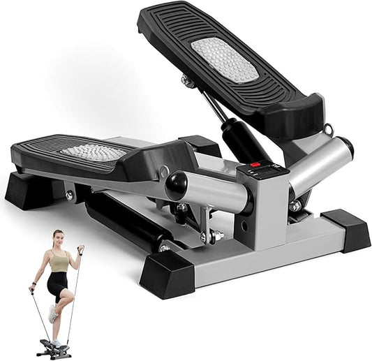 Stair Steppers for Exercise, Steppers for Exercise at Home, Hydraulic Mini Fitness Stepper with ResistancBands, 330lbs Weight Capacity，Stepper for Total Body Workouts.