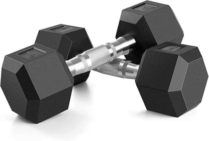 Portzon 8 Colors Options Compatible with Set of 2 Rubber Dumbbell Weight, 5-50 LB, Anti-Slip, Anti-roll, Hex Shape