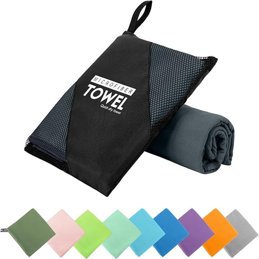 Microfiber Travel Towel, Soft Lightweight Quick Dry Towel, Super Absorbent Compact Travel & Sports & Beach Towels for Camping, Backpack, Gym, Swimming, Yoga, Hiking (XS:12"×24" -Dark Gray)