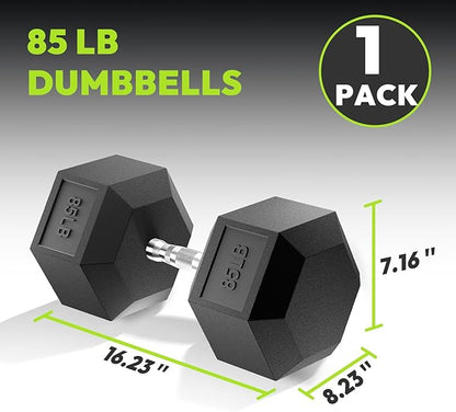 Hex Dumbbell Set, 3-100 lb Rubber Encased Exercise & Fitness Dumbbells, Weights Dumbbells Set of 2, Hand Weight for Strength Training (Single, Pair, Set)