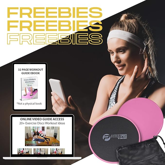 Limm Core Sliders for Working Out - Exercise Sliders Fitness, Stability, Ab, Legs & Full Body (Set of 2) - Bonus Carry Bag & Workout Ebook - Gym Gliding Disc Pads for Hardwood, Carpet & More