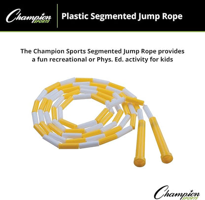 Champion Sports Classic Plastic Segmented Beaded Jump Ropes - Phys. Ed, Gym, Fitness and Recreational Use, In a Variety of Lengths for Kids to Adults