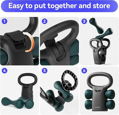 2 in 1 Variable Kettlebell for Beginners, Adjutable kettlebell set with two dumbbells,5LB, 10LB, 12LB, Adjustable Plates, Home Training Gym, Stylish, Muscle Training, Weight Loss Equipment