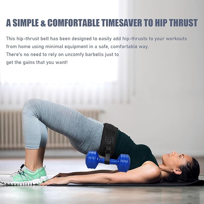 Hip Thrust Belt for Dumbbells, Kettlebells, Plates, up to 50kg/110lbs, Exercise Booty Belt for Glute Bridge, Squats, Lunges, Non-slip Waist Hip Thrust Pad for Home Gym Butt Fitness Workout