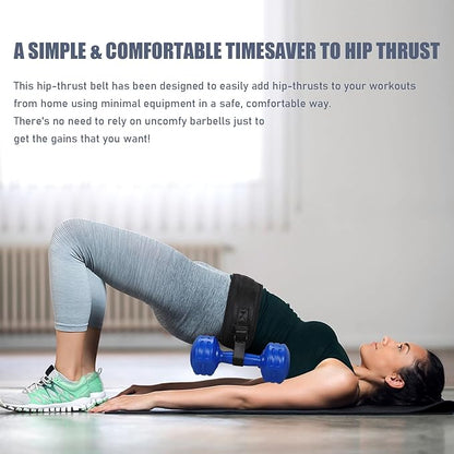 Hip Thrust Belt for Dumbbells, Kettlebells, Plates, up to 50kg/110lbs, Exercise Booty Belt for Glute Bridge, Squats, Lunges, Non-slip Waist Hip Thrust Pad for Home Gym Butt Fitness Workout