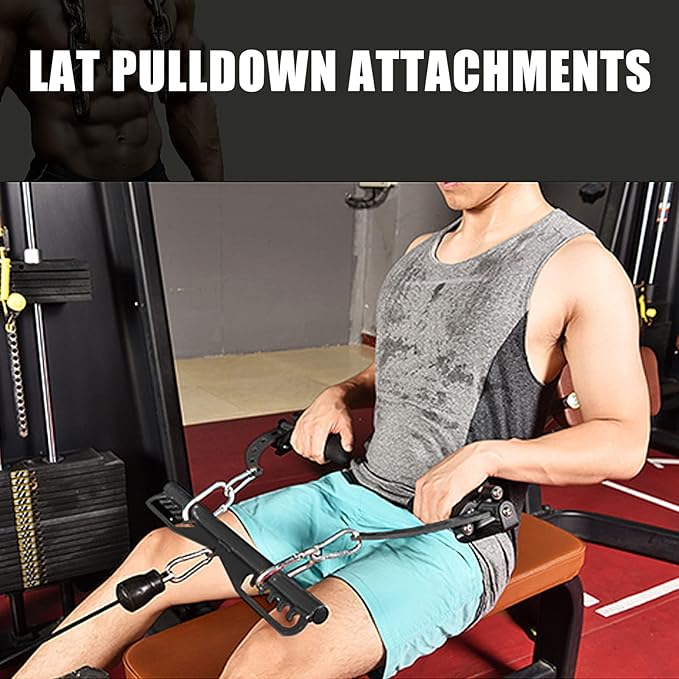 KORIKAHM LAT Pulldown Attachments for Cable Pulley System Machine, T-bar Row Landmine Attachment, Home Gym Fitness Spreader Bar, Multi-Grip Wide LAT Pull Down Bar, Neutral Grip Handle