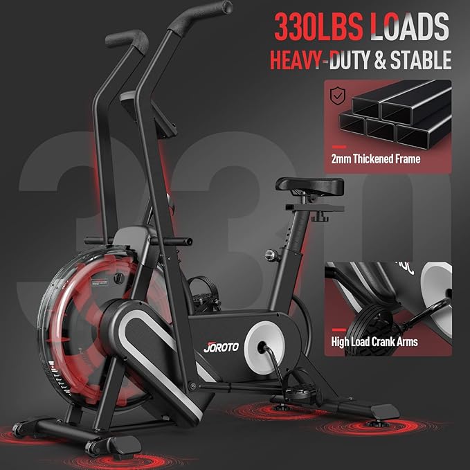 JOROTO XR5 Exercise Bike,Assault Bike,Stationary Upright Indoor Cycling Bike with Dual Acction Handlebars,Recumbent Cross Trainer and Elliptical Exercise Machine Support Bluetooth & Heart Rate