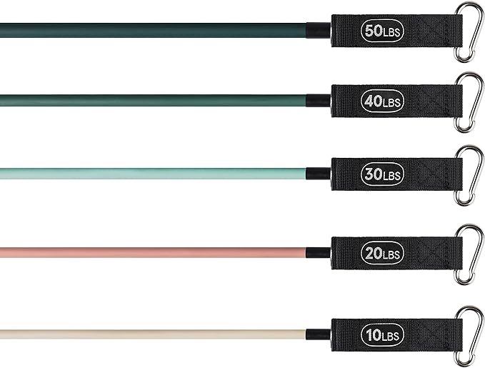 Retrospec Train Resistance Bands Set (5pc) Workout Bands w/Handles, Door Anchor, Carry Bag for Women & Men