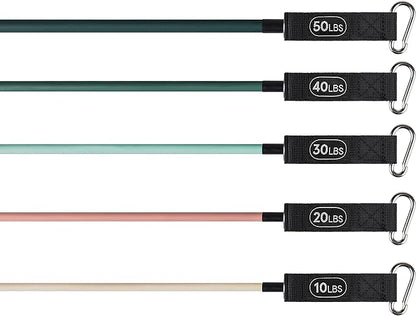 Retrospec Train Resistance Bands Set (5pc) Workout Bands w/Handles, Door Anchor, Carry Bag for Women & Men