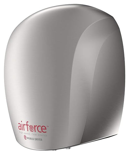 World Dryer J-973A3 Airforce Automatic High-Speed Energy-Efficient Hand Dryer Stainless Steel Cover, Brushed 110-120V